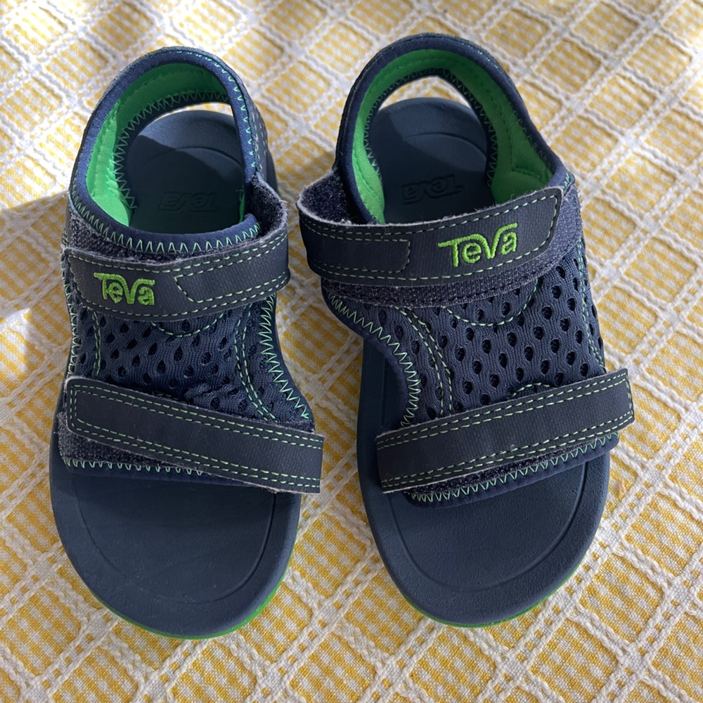 Teva Kids' Blue and Lime Sandals size 9